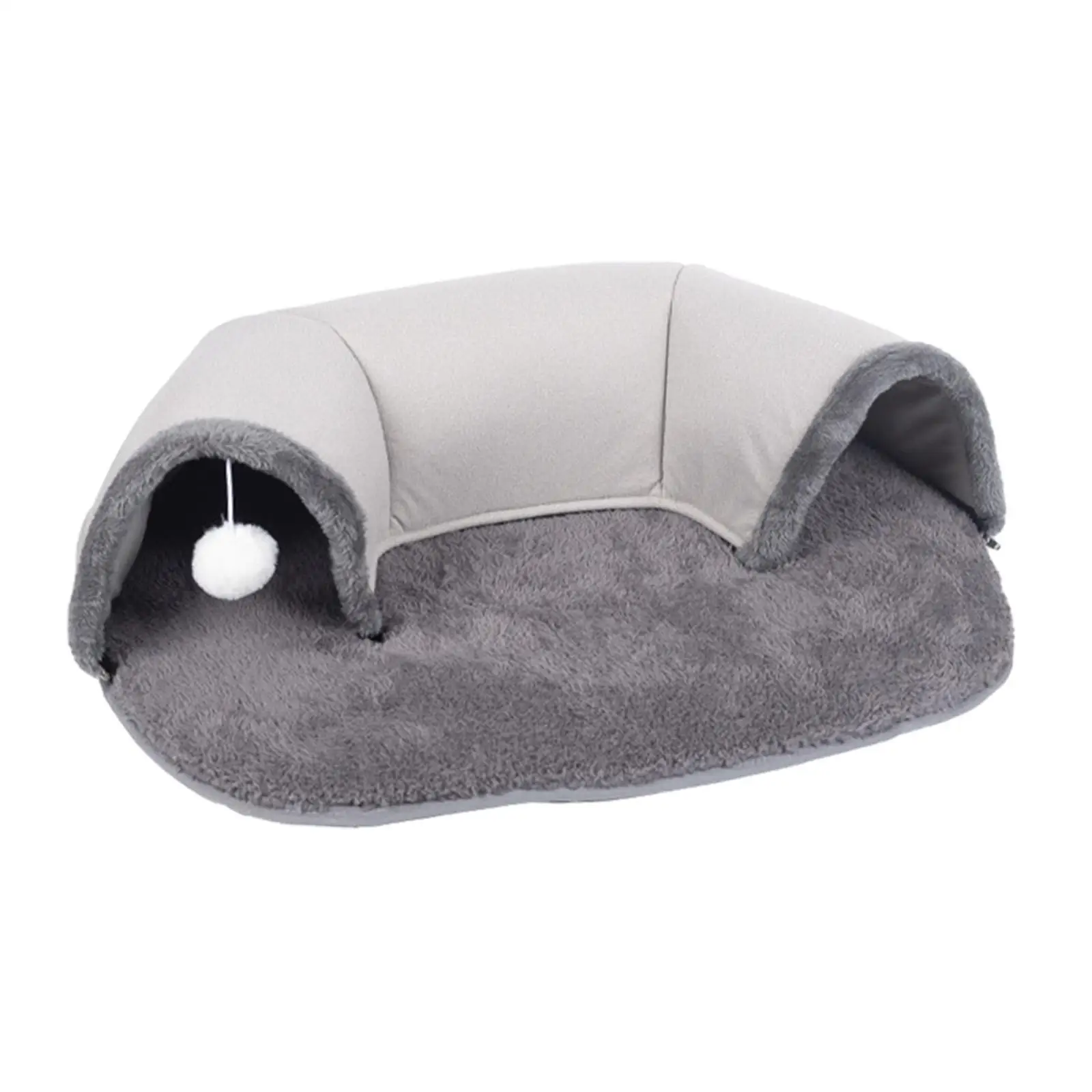 Cat Tunnel and Bed Toy with Toy Ball Soft Anti Slip Bottom Plush Mats Multifunctional Pets Nest Cat House Fun Playing Exercise