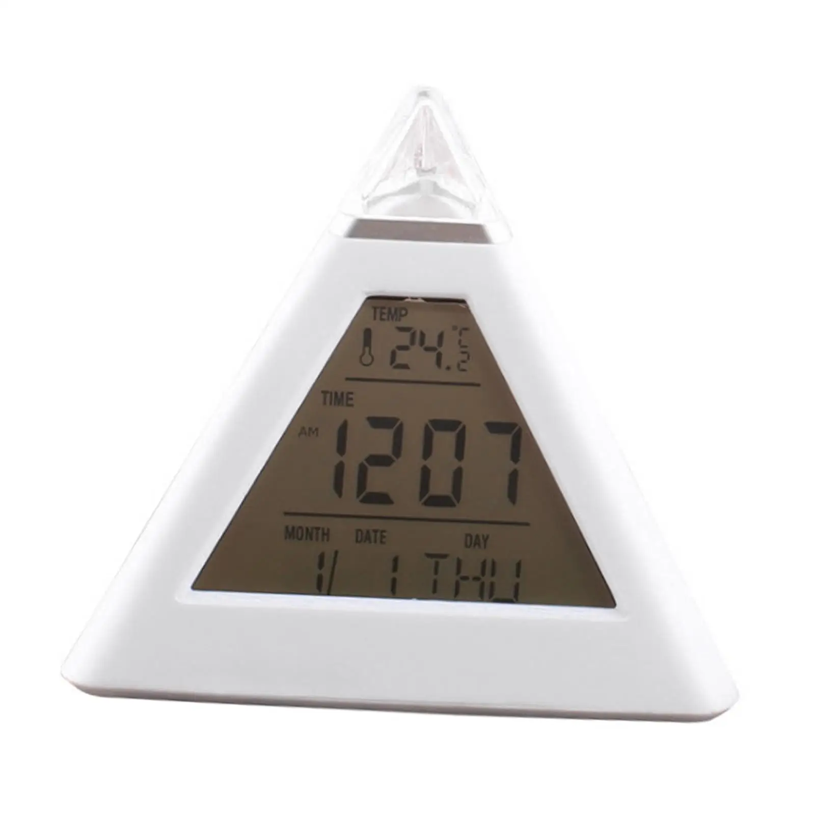 LED Triangle  Snooze Function Night Light Changing  Desk Clock for  Gifts Home Adults Kids