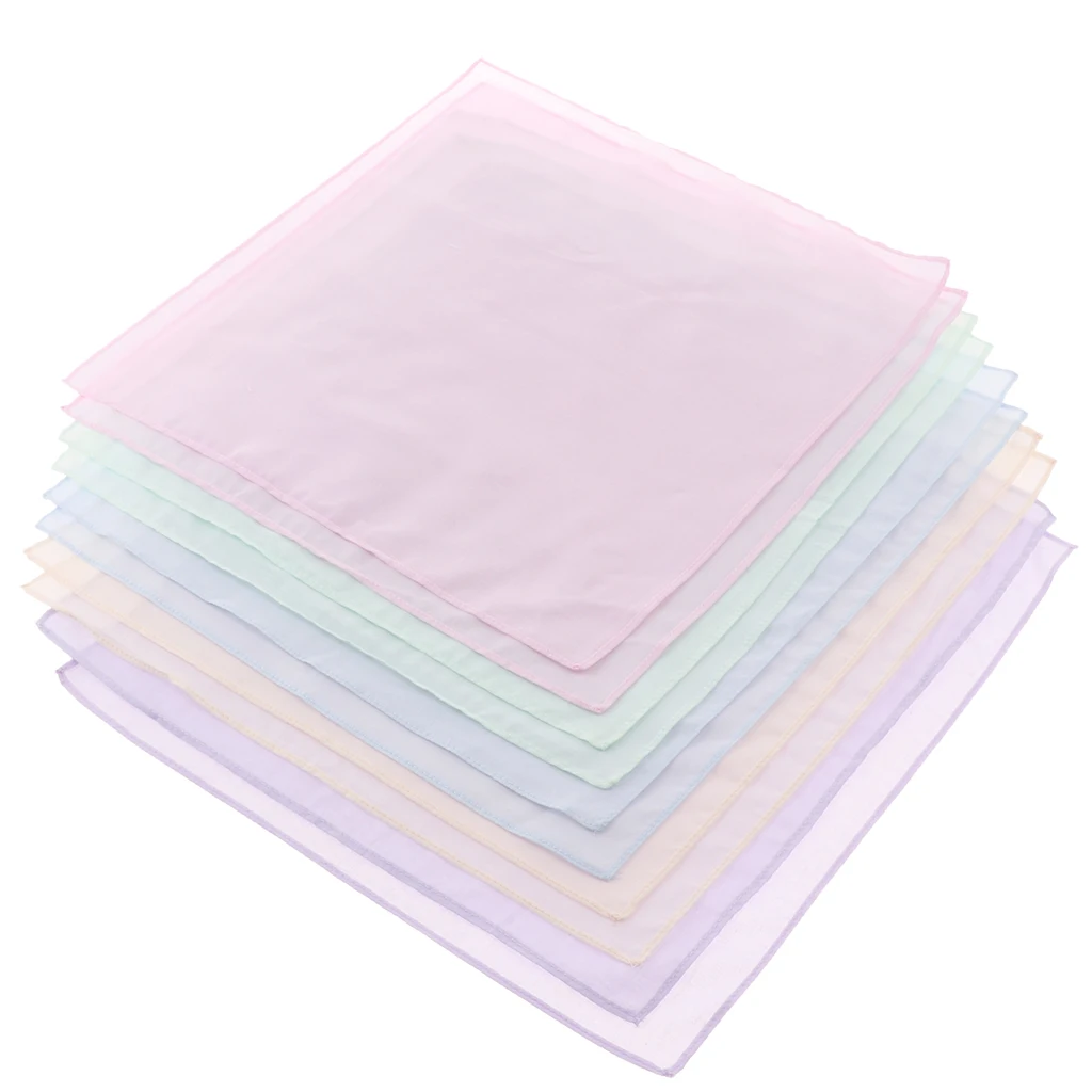 10pieces Soft  Handkerchief Solid Hankies DIY Hanky Kerchiefs
