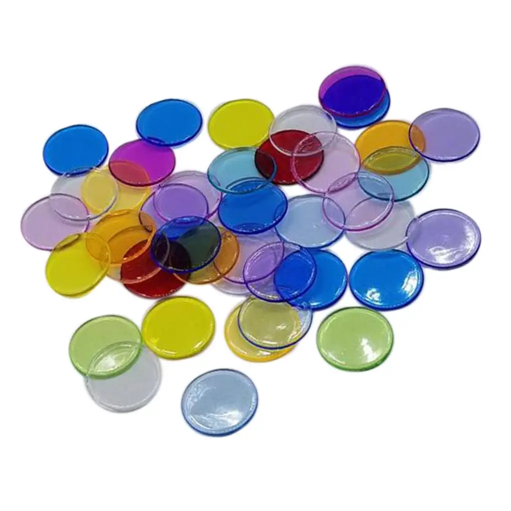 2x 100 Pieces Bingo Chips Transparent Color Counters Counting Markers for Kids Children Counting Games, Board Games