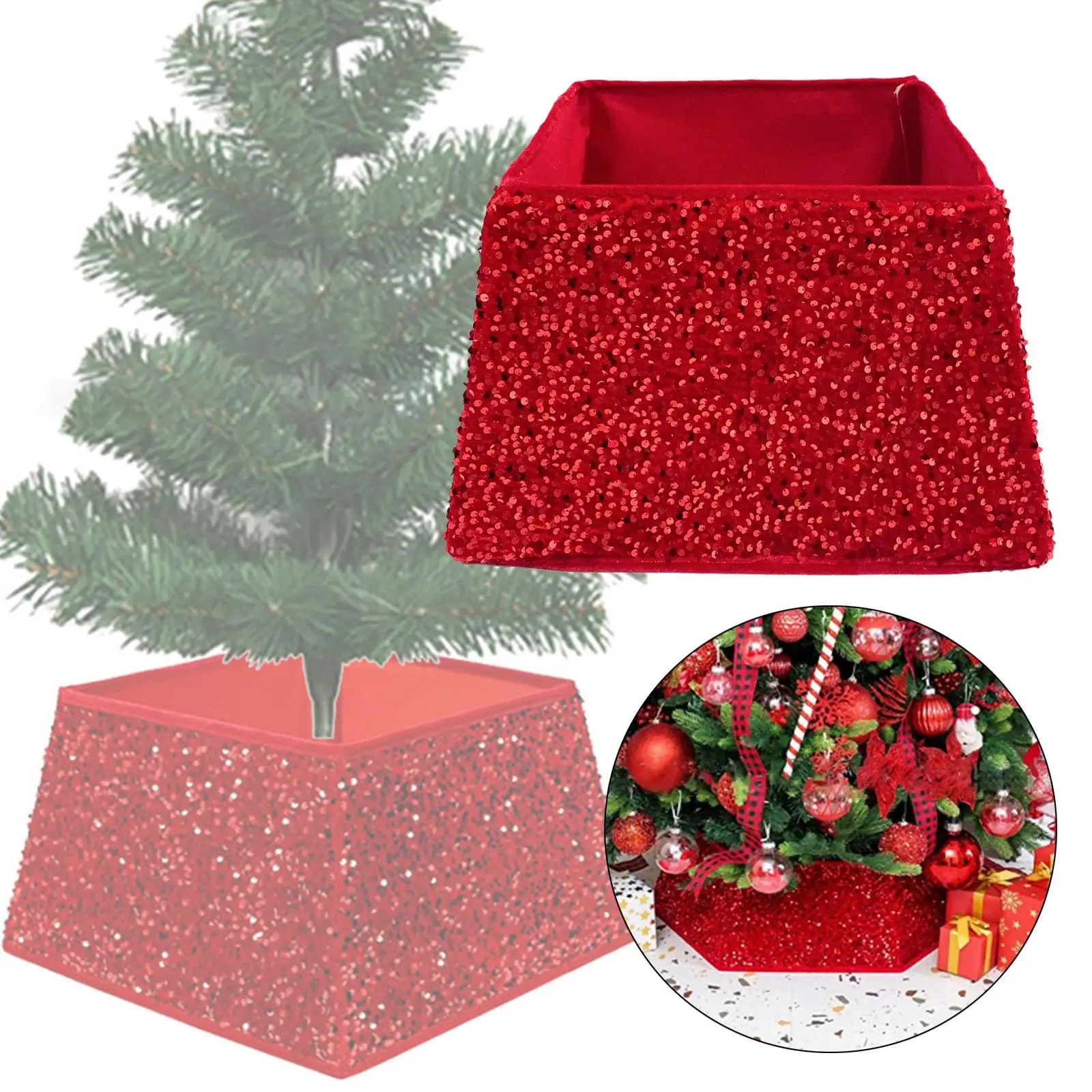 Large christmas Base Skirt Standing Multipurpose Reusable Square Christmas Decorations for Room Home Outdoor Party Holiday
