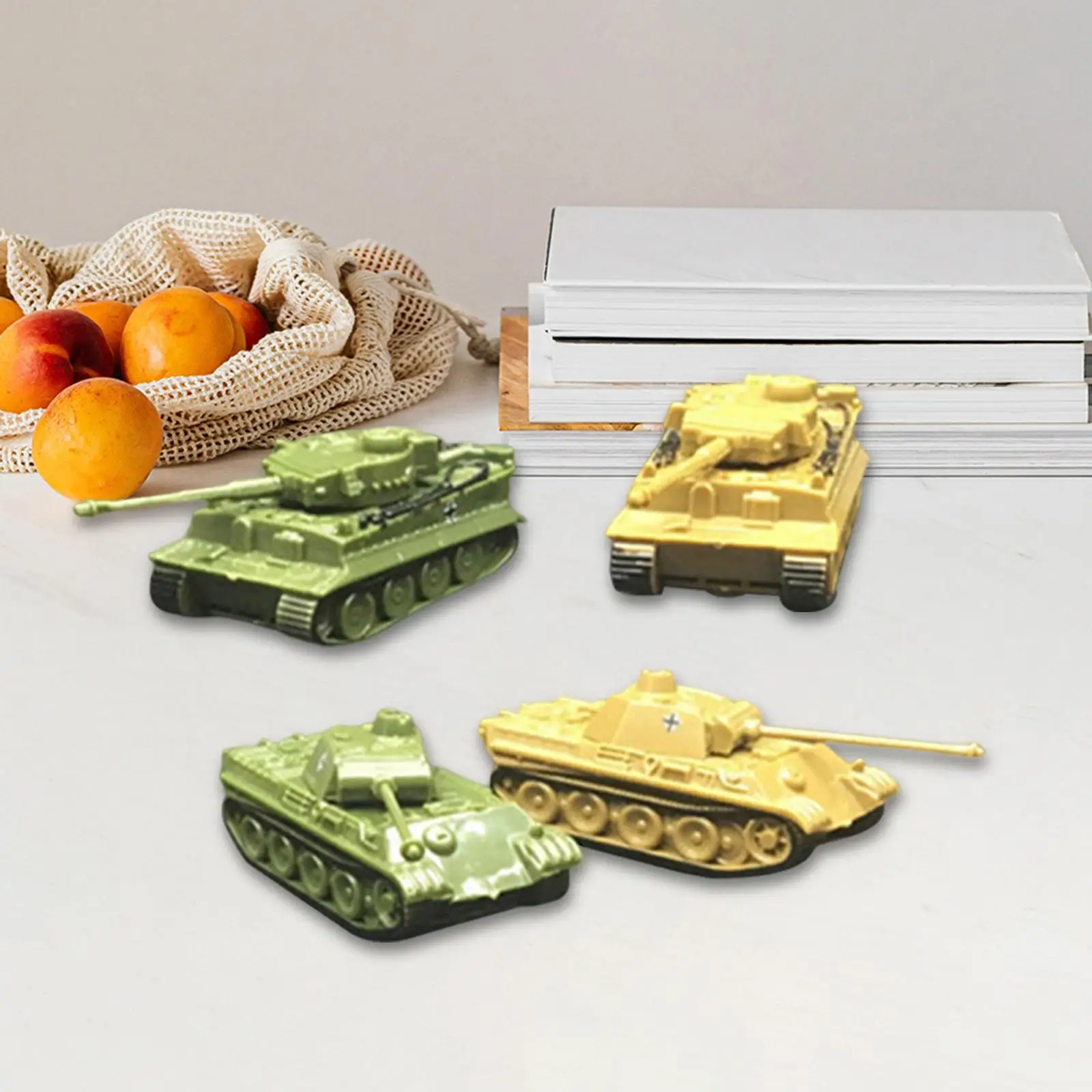 4Pcs Simulation 1/144 4D Assemble Tank Armored Vehicle Sand Table Decor Educational Toy Model Puzzle Building Kit for Boys Kids