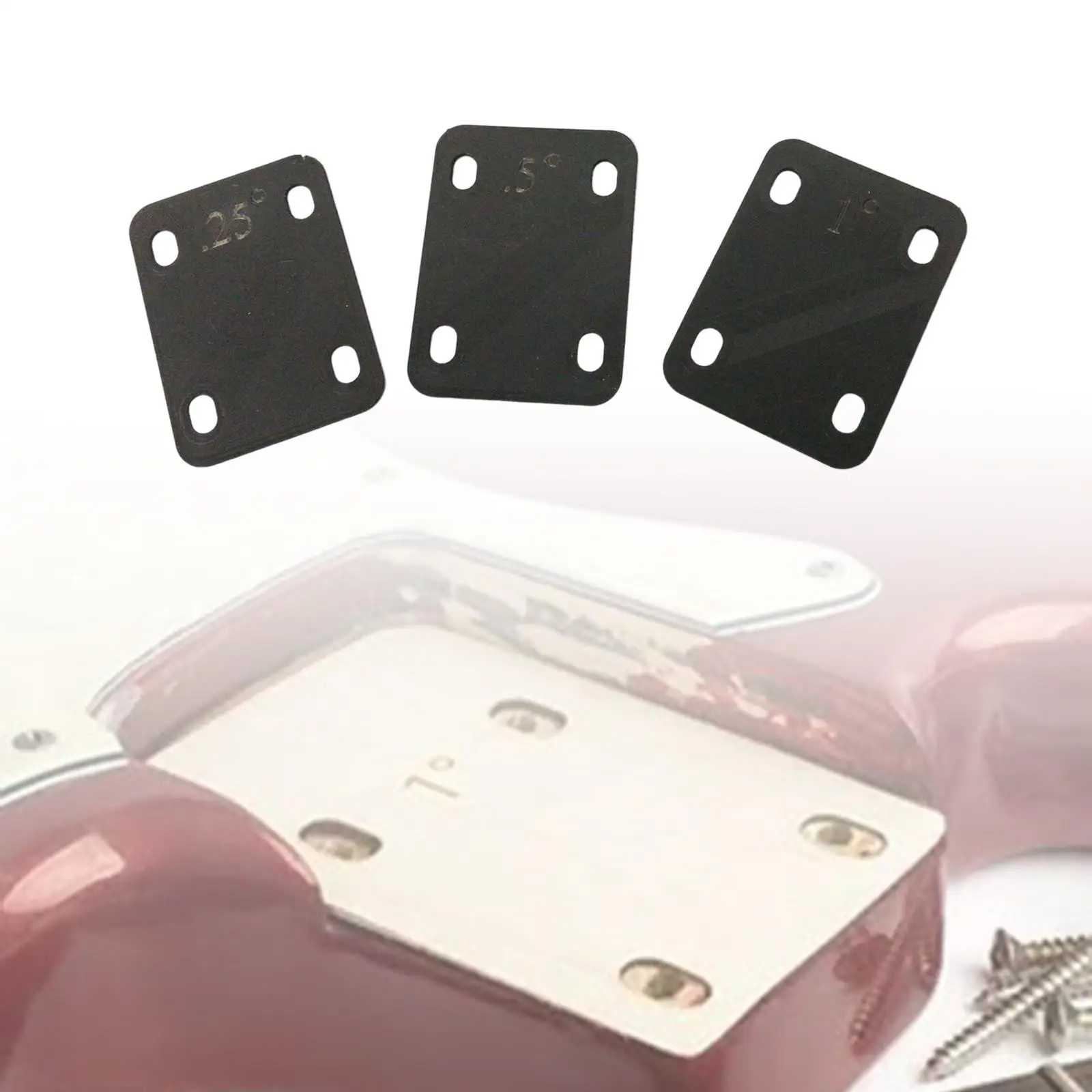3 Pieces 4 Holes Neck Plate Gasket Replaces Accessory Protective Kits Neckplate Cushion Shim Durable for Electric Guitar Bass