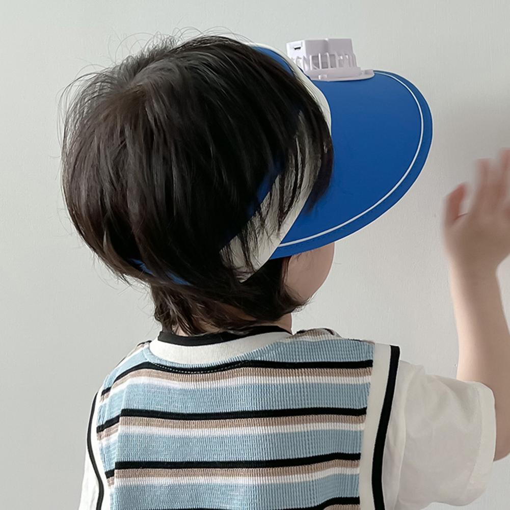 Sommer Kinder Sonne mit Mini Lüfter Leere Top Breite Krempe Visier Wandern Reise Sonnenschutz Mädchen Jungen Outdoor Hut_voghion.com