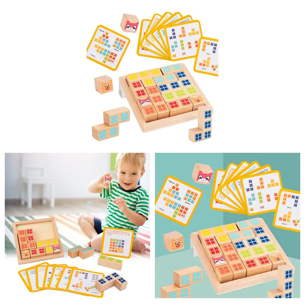 Wood Education Building Block Pass Through Logic Game Board Game Toy Gifts