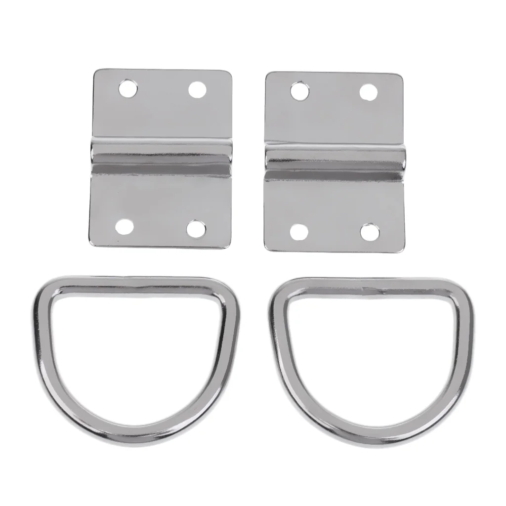 2 x Stainless Steel Tie Down D Rings & Staple Cleat for Trailer, Boat, Truck