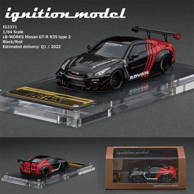 IG 1:64 LB-WORKS Nissan GT-R R35 type 2 Black/Red Resin Model Car