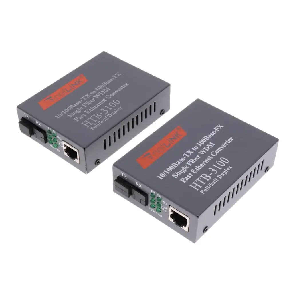 10/100M Singlemode 25KM Simplex SC Fiber Optic to RJ45 Ethernet Converter EU