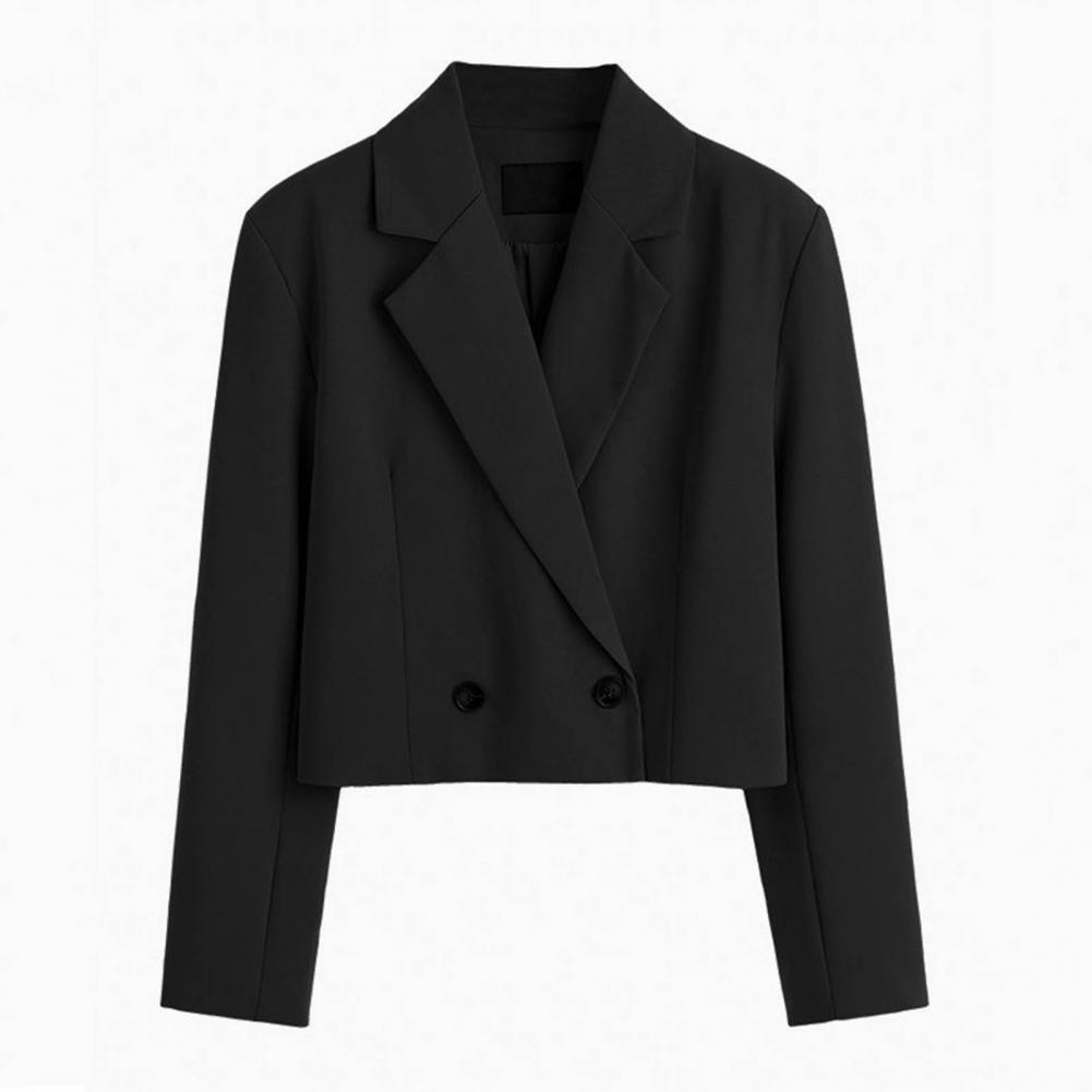 Mulheres Double-breasted Placket Tipo Curto Casaco Blazer