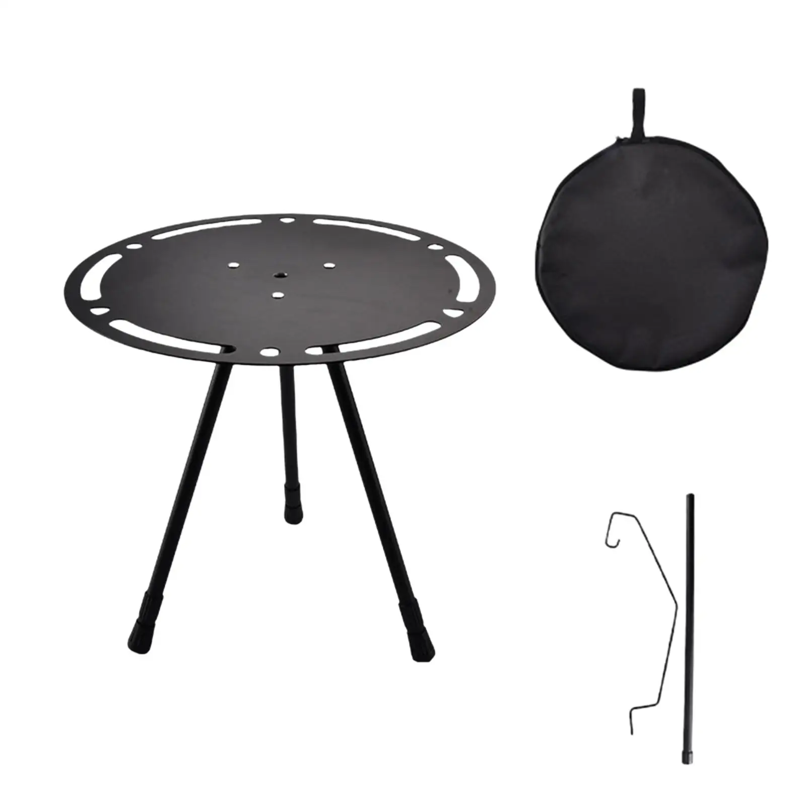 Portable Table Retractable Legs Aluminum Alloy Round Camping Side Table for Travel Picnic Outdoor Garden Camping