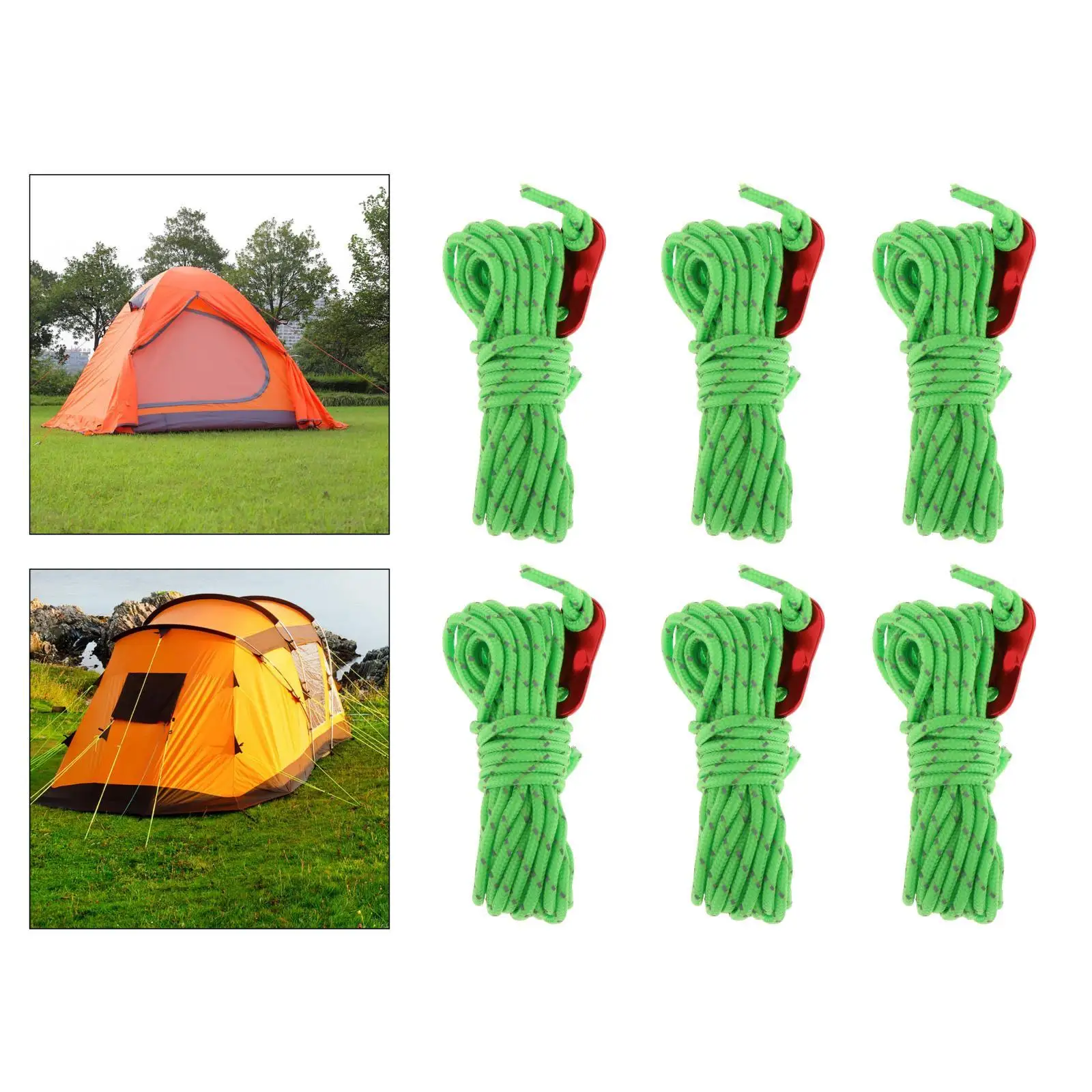 6x Tent Guy Rope Cord Visible Awning Paracord Outdoor Backpacking Gear