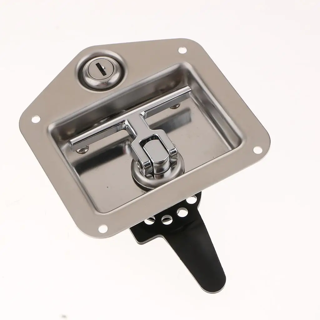Stainless Steel RV Trailer Car Paddle Handle Truck Toolbox Lock Latch Key
