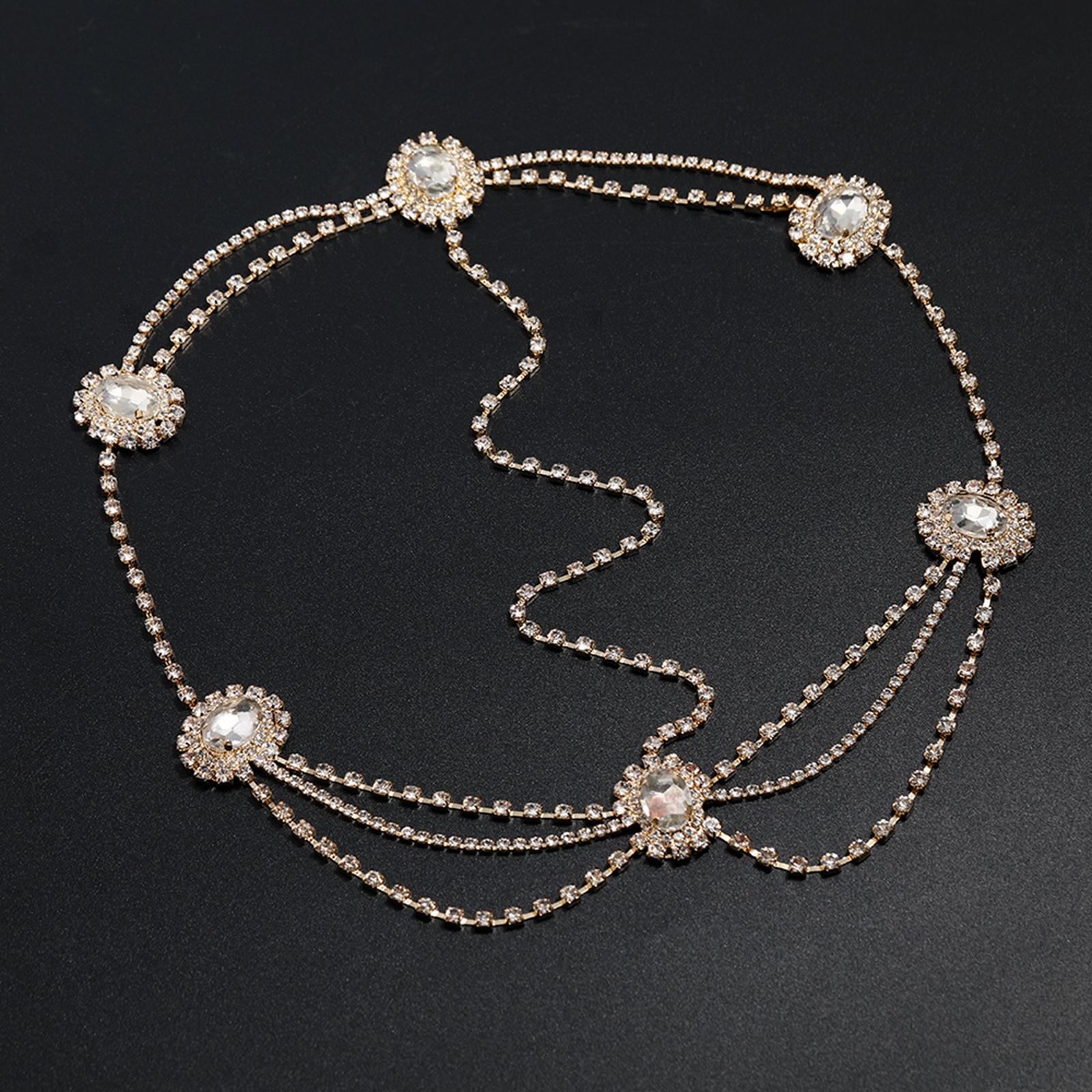 Head Chain Rhinestones Bohemian Jewelry Boho Forehead for Prom Girls Silver