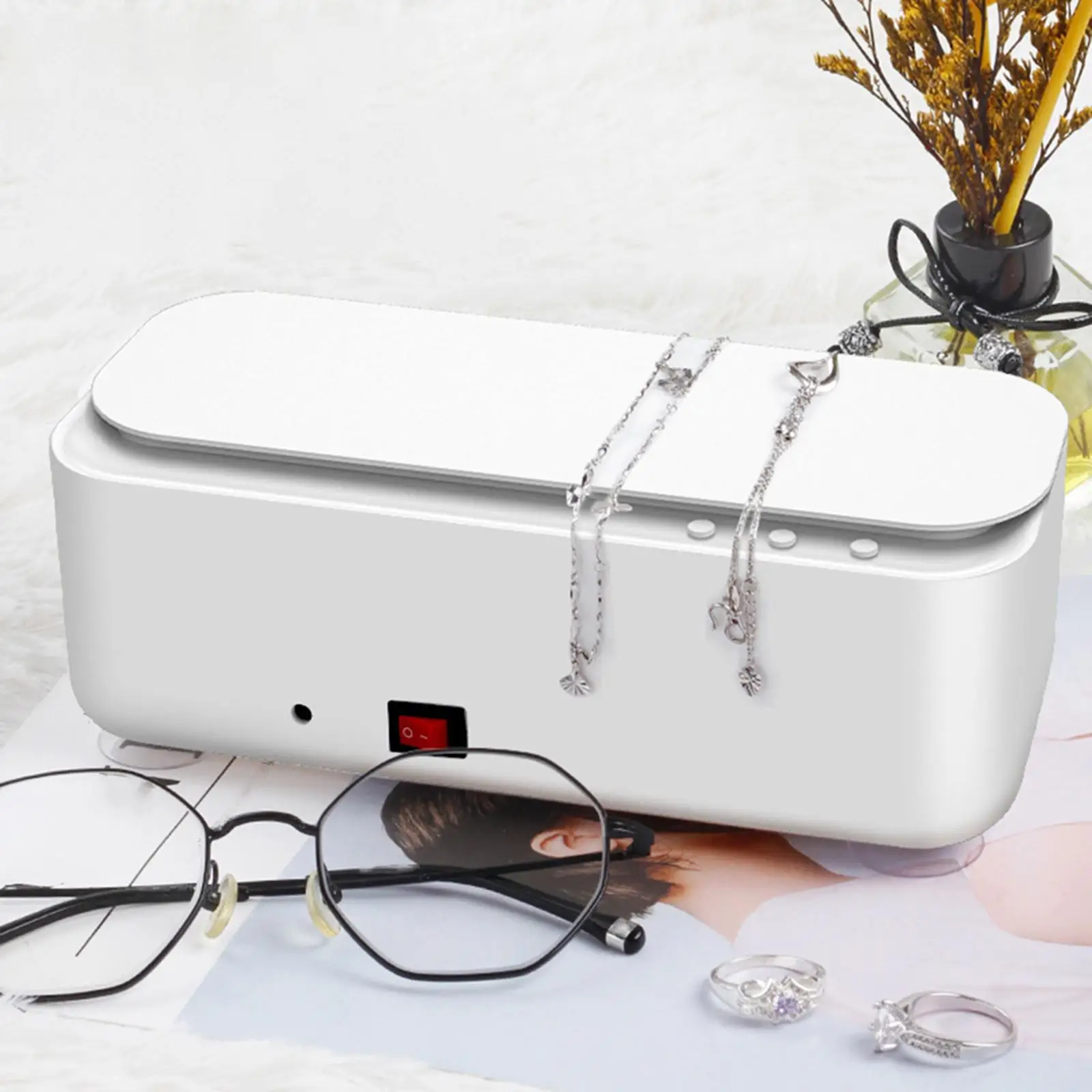 Portable Ultrasonic Cleaner Low Noise Electric Battery Powered Ultrasonic Cleaning Machine for Coin Eyeglasses Necklaces Rings