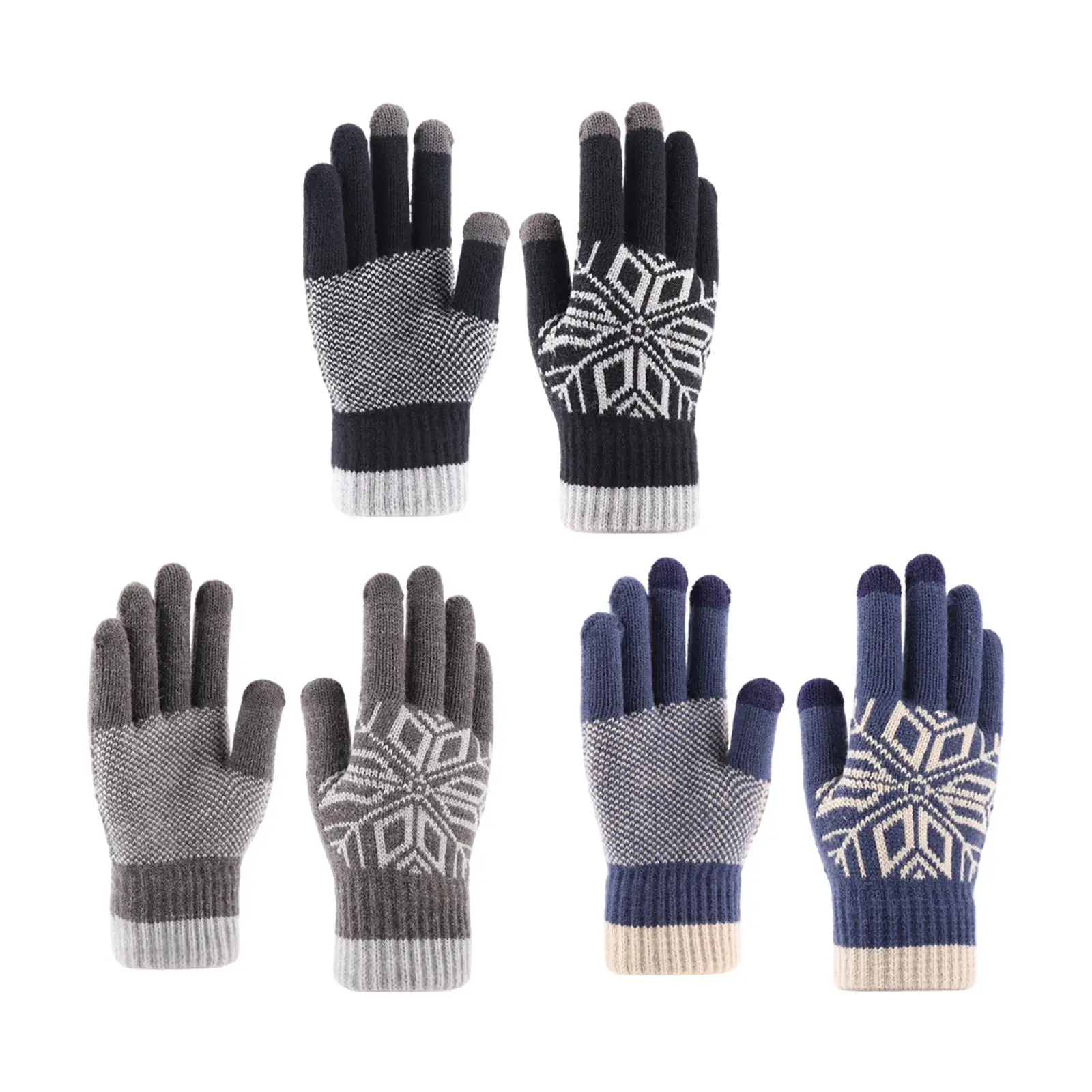 Men Winter Warm Gloves Mitten Touch Screen Cashmere Soft for Outdoor Sports