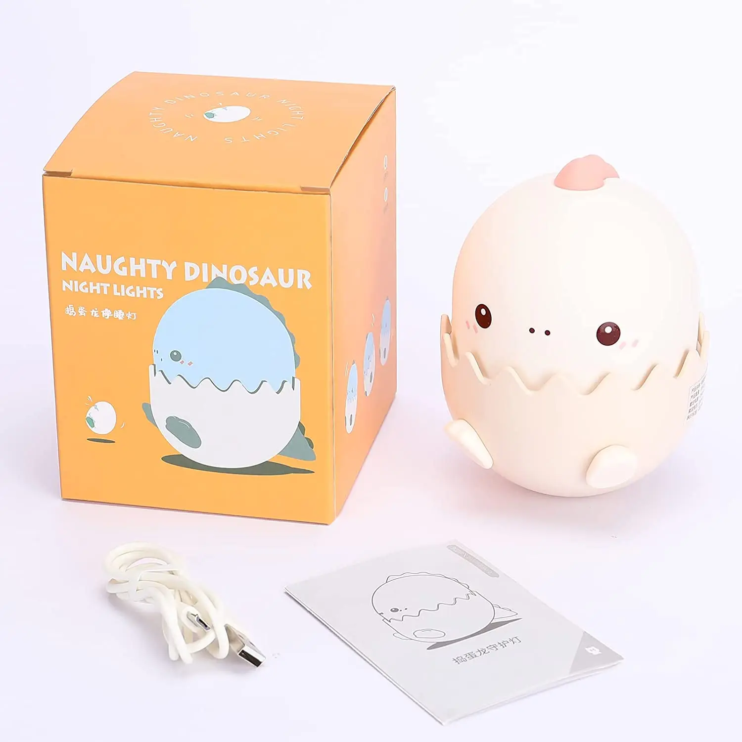 Led Children Touch Night Light Soft Silicone USB Rechargeable Bedroom Decor Kids Gift Animal Egg Shell Dragon Bedside Night Lamp