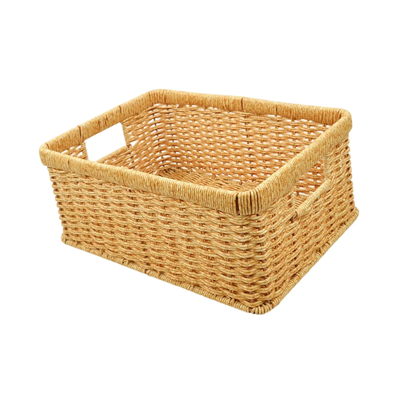 Rattan Basket Multipurpose with Handles Sundries Storage Basket Woven Storage Basket for Countertop Living Room Shelf