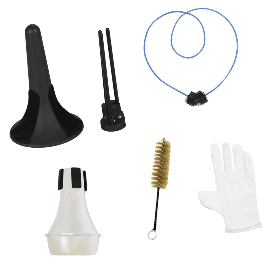 Trumpet Maintenance Tool Kit Trumpet Holder+2pcs Brushes+Mute+2pcs Gloves