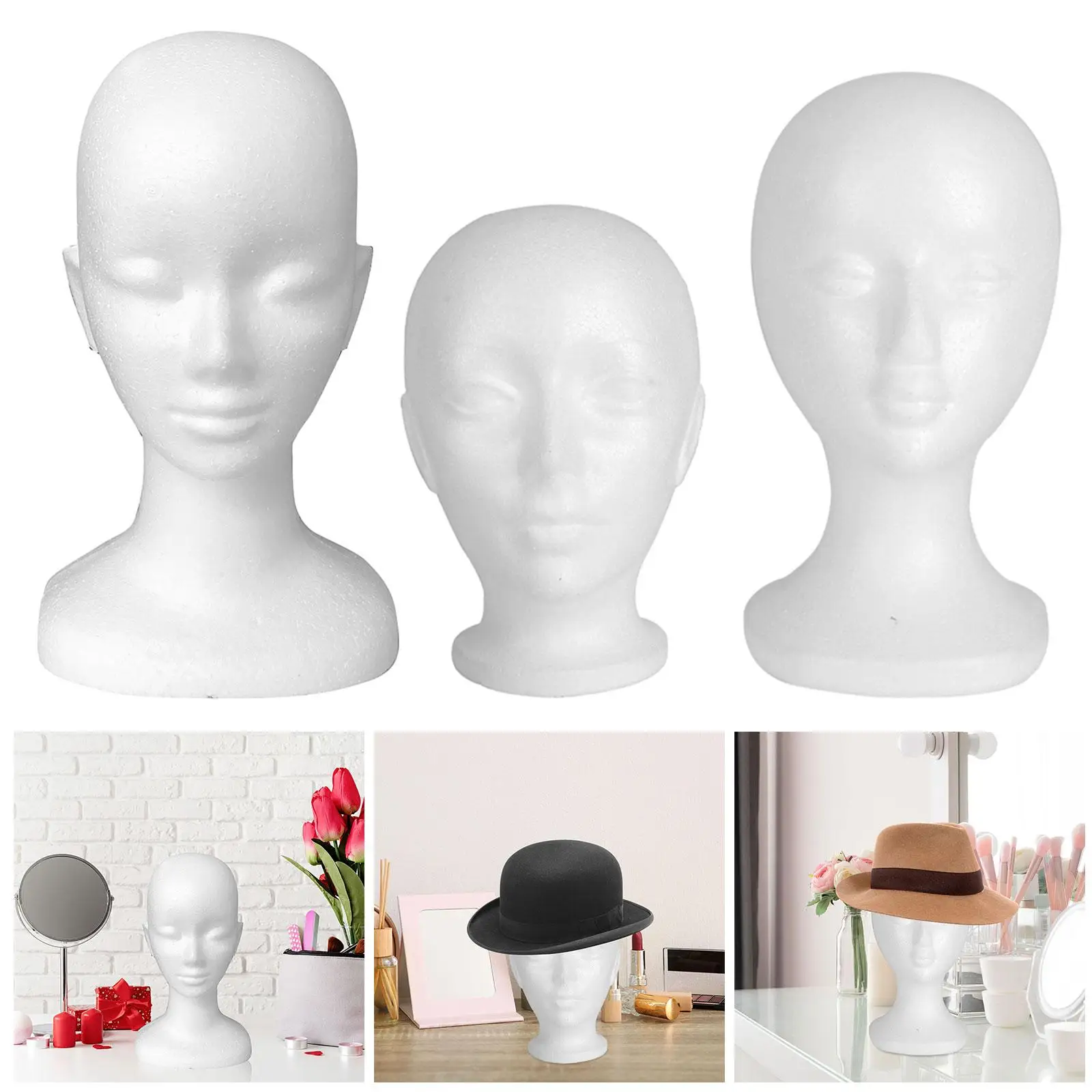 Mannequin Head Holder White Lightweight Scarf Jewelry Display for Hairpieces Jewelry Headwear Sunglasses Barbershop