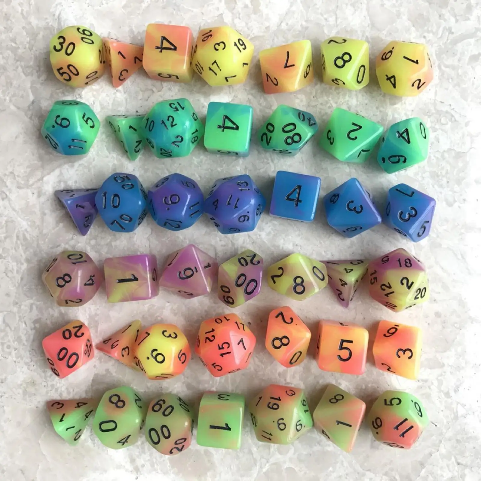 Acrylic Luminous RPG Dices Set D8 D10 D12 D20 Party Toys Glowing Polyhedral Dices Set for DND Math Teaching