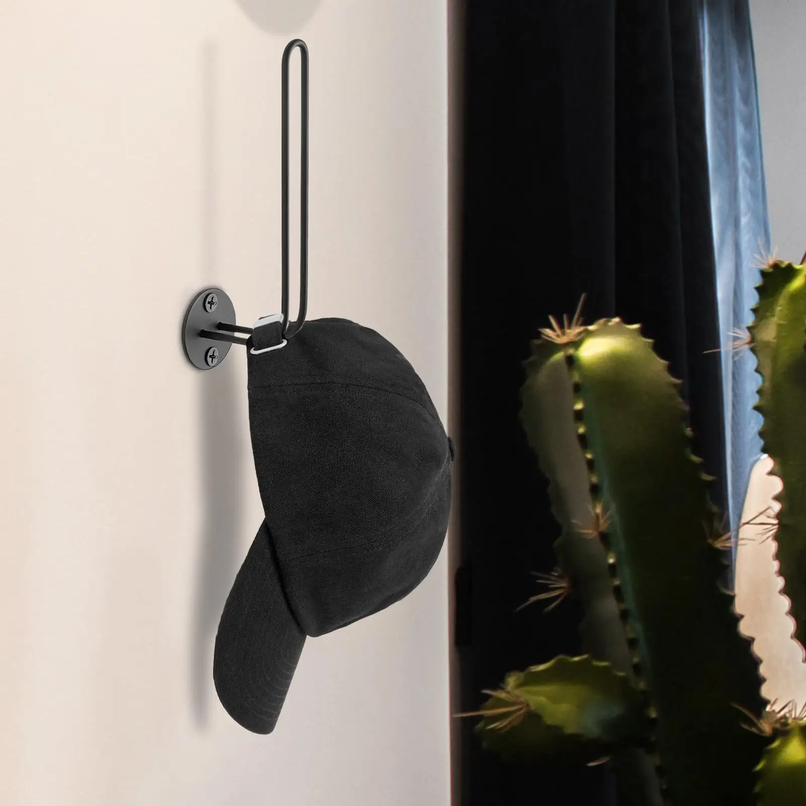 Baseball Cap Organizer Metal Wall Mounted Hook Black Easy Installation Modern for Closet Living Room Office Home Wall Decor