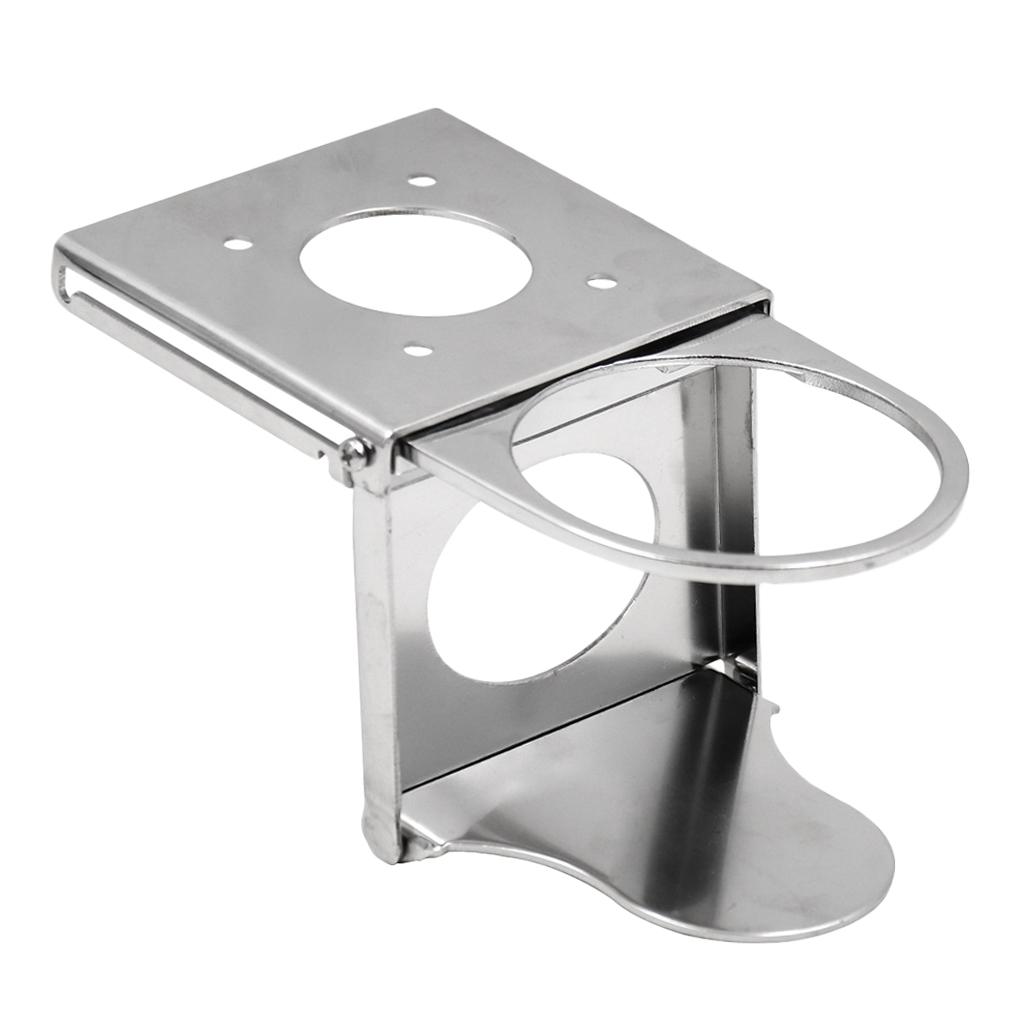 Stainless Steel Adjustable Fold-Up Drink Holder FOR RV Marine Boat, Can Hold