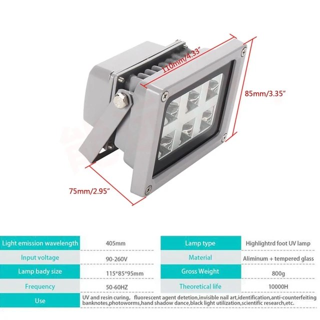 UV Resin Curing Light for SLA/DLP/LCD 3D Printer Solidify Photosensitive  Resin 405nm UV LED Light with EU US Plug DIY Curing