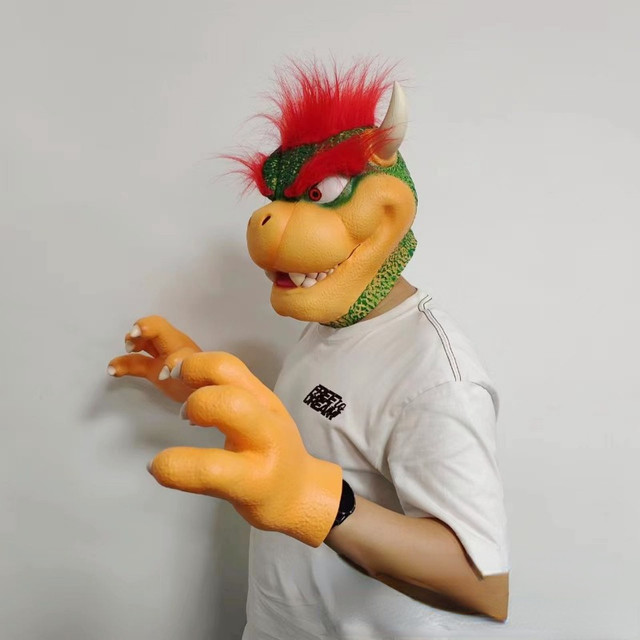 Super Mario Bowser Cosplay Oggetti di scena Maschera facciale in lattice  Anime Halloween Party Maschere Guanti Puntelli per costumi per adulti  Accessori Regali