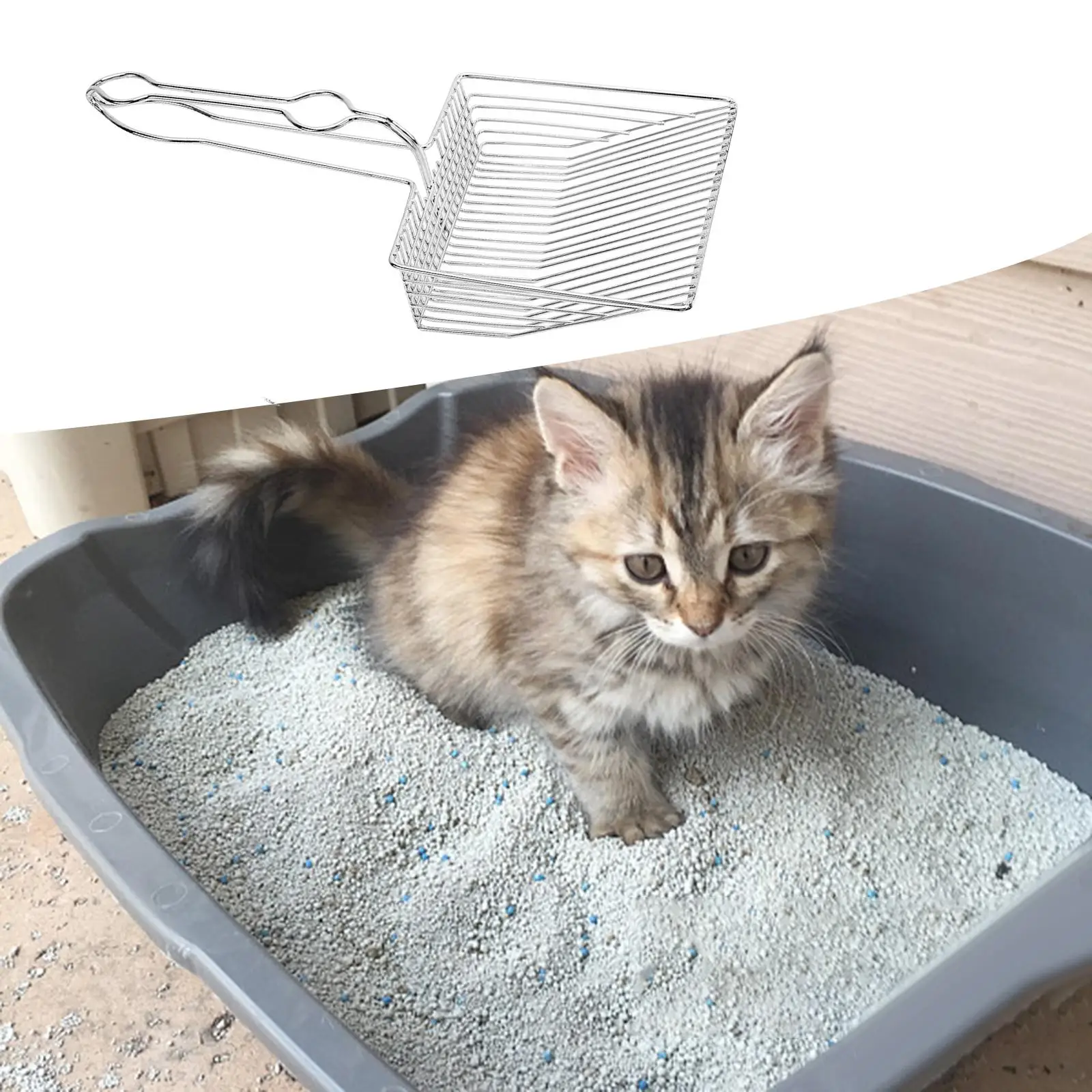 Durable Cat Litter Box Scooper Pet Litter Shovel with Handle Kitty Metal Scooper