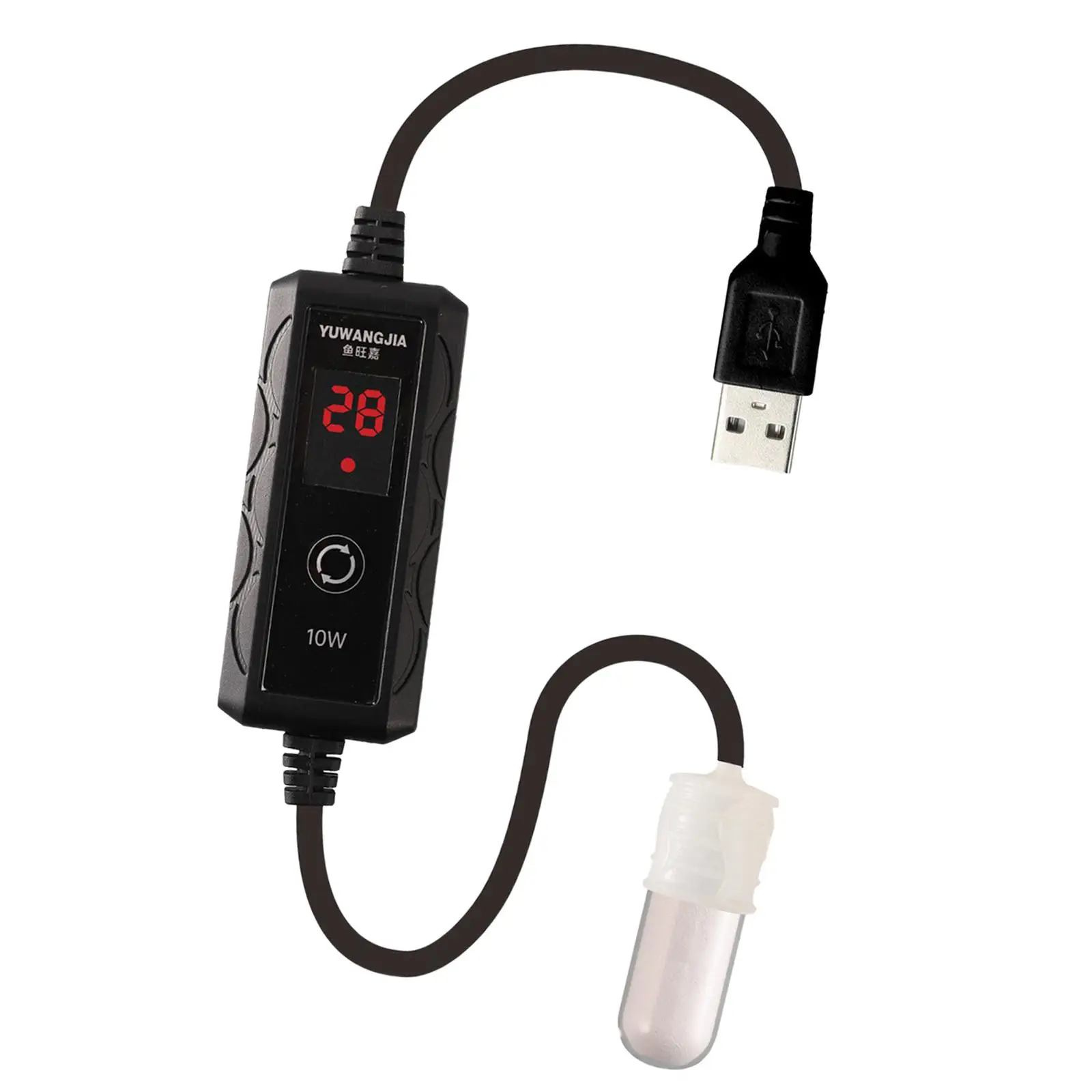 USB Small Fish Tank Heater Constant Temperature for 1 Gallon LED Display