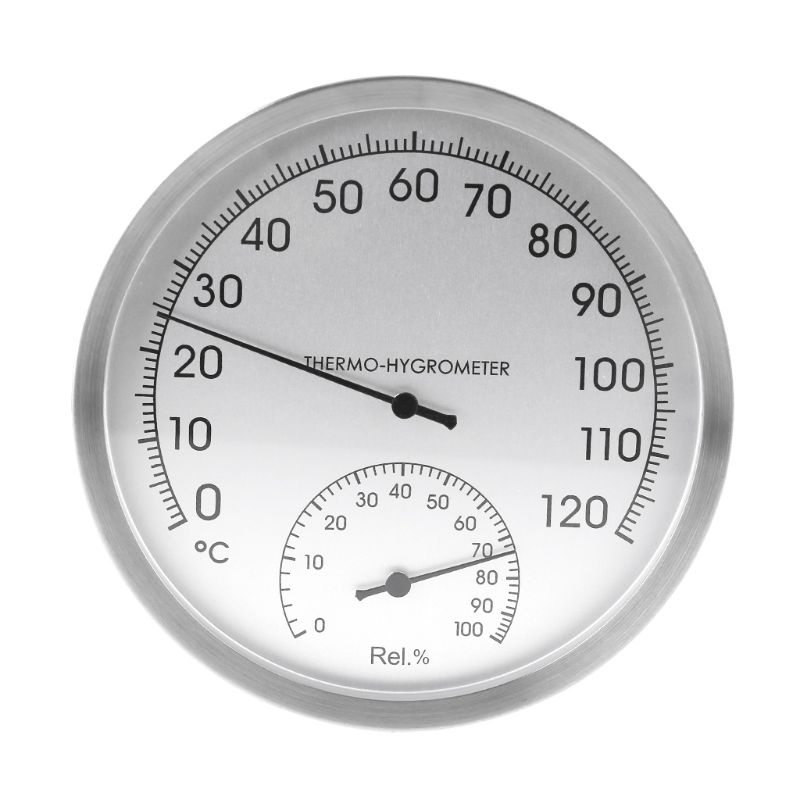 Lot De 2 Thermomètres-hygromètres Analogiques En Acier Inox - Pour Intérieur Et Extérieur - 7