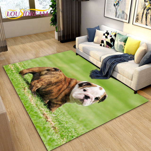 3D Cartoon Pitbull Dog Area Rug,Carpet Rug for Living Room Bedroom Sofa  Doormat Kitchen Decoration,Pet Mat Non-slip Floor Mat