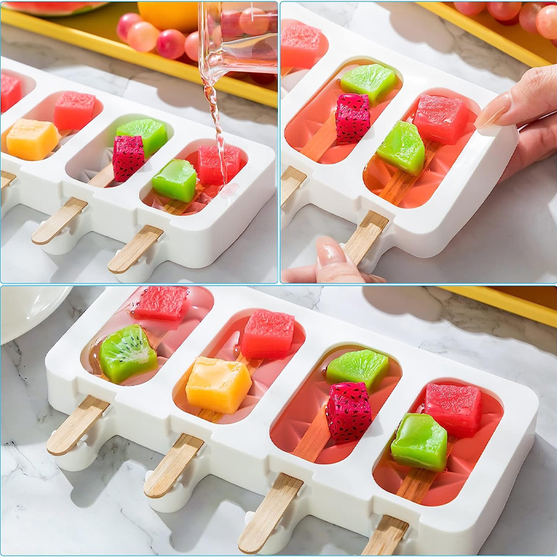 Description Picture 6 of itemFood Grade Silicone Ice Cream Molds 8 Size Ice Lolly Moulds Freezer Ice Cream Bar Molds DIY with Popsicle Sticks Eco-Friendly