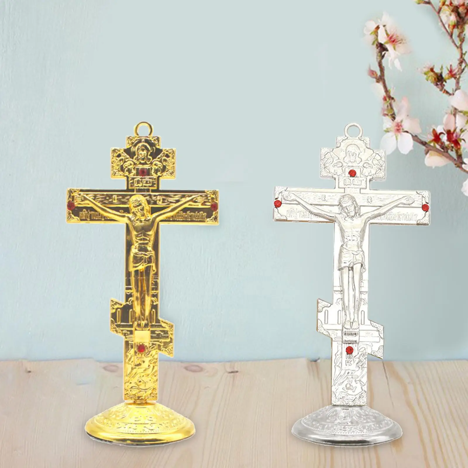 Jesus Cross for Desk 6.7x14cm Religious Gifts Easy Installation Standing Crucifix Home Chapel Decoration Durable Home Decor
