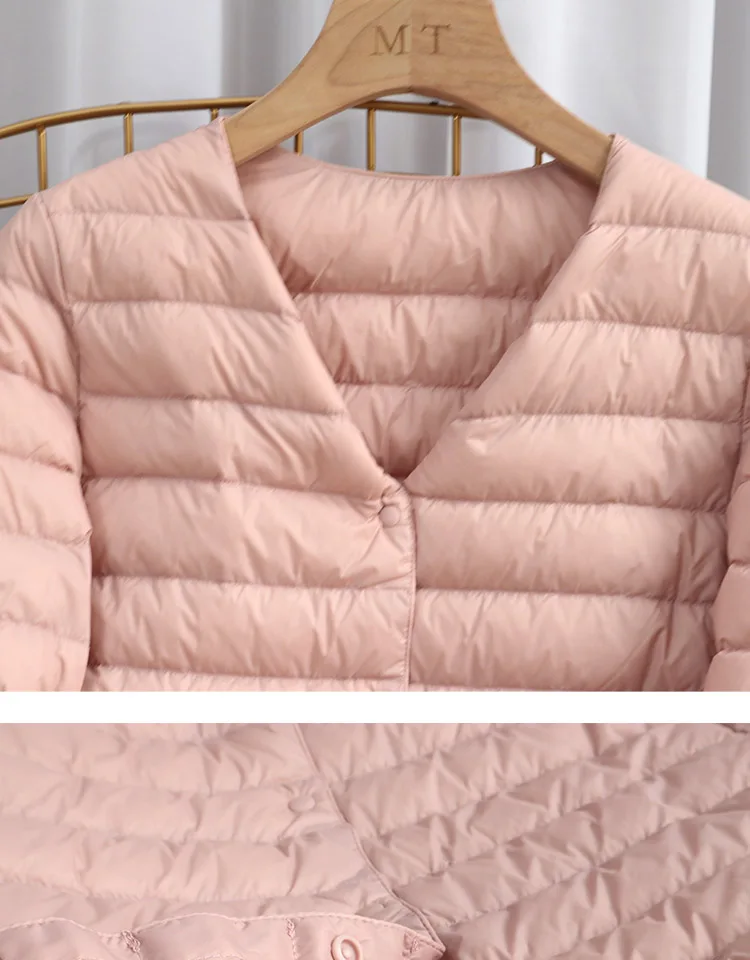Schinteon Women Ultralight Down Jacket 90% White Duck Down Slim Coat Thin Inner Bottoming Short Garment Winte Autumn Outwear