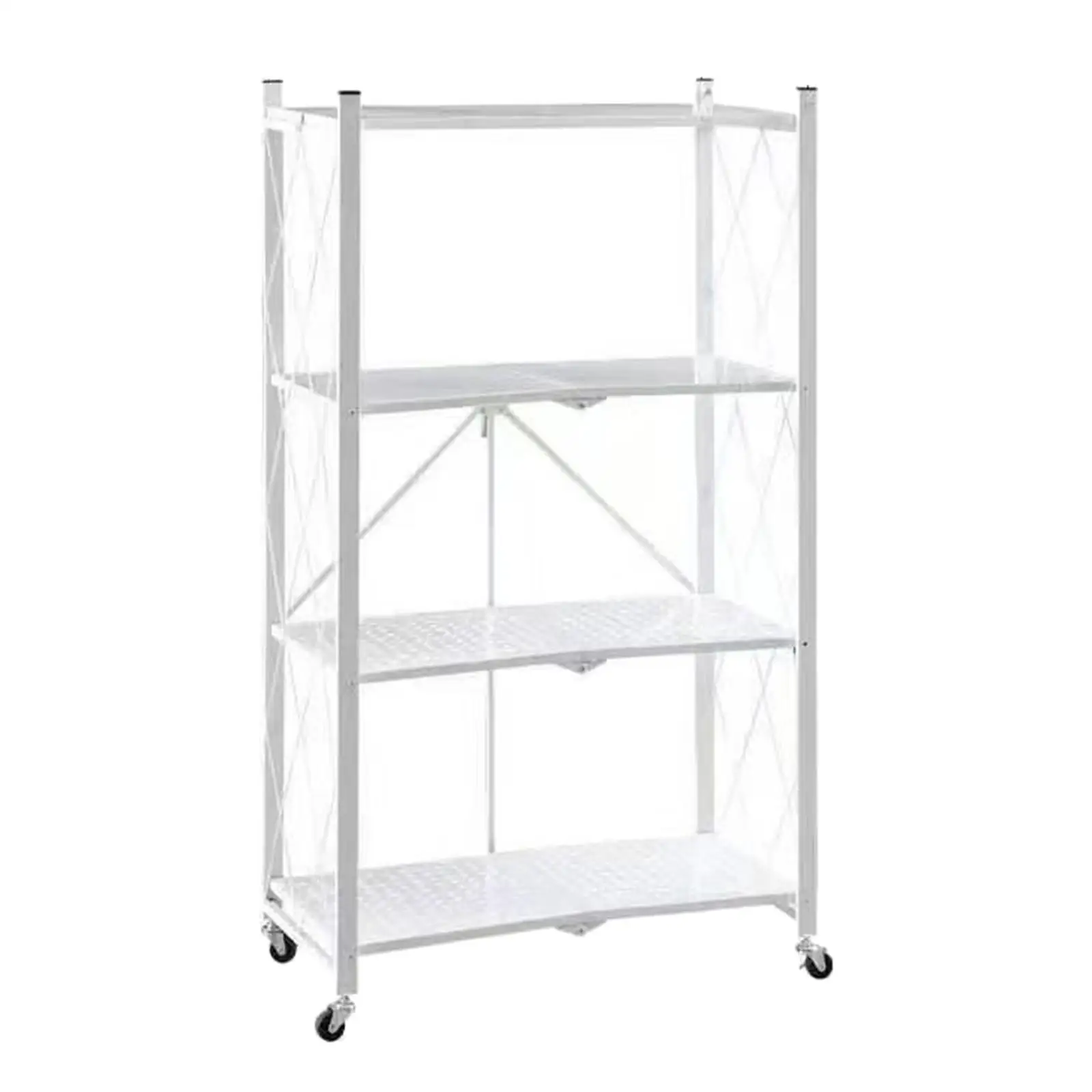 Foldable Bookshelf Organization Cart Kitchen Cart with Caster Wheels for Living Room