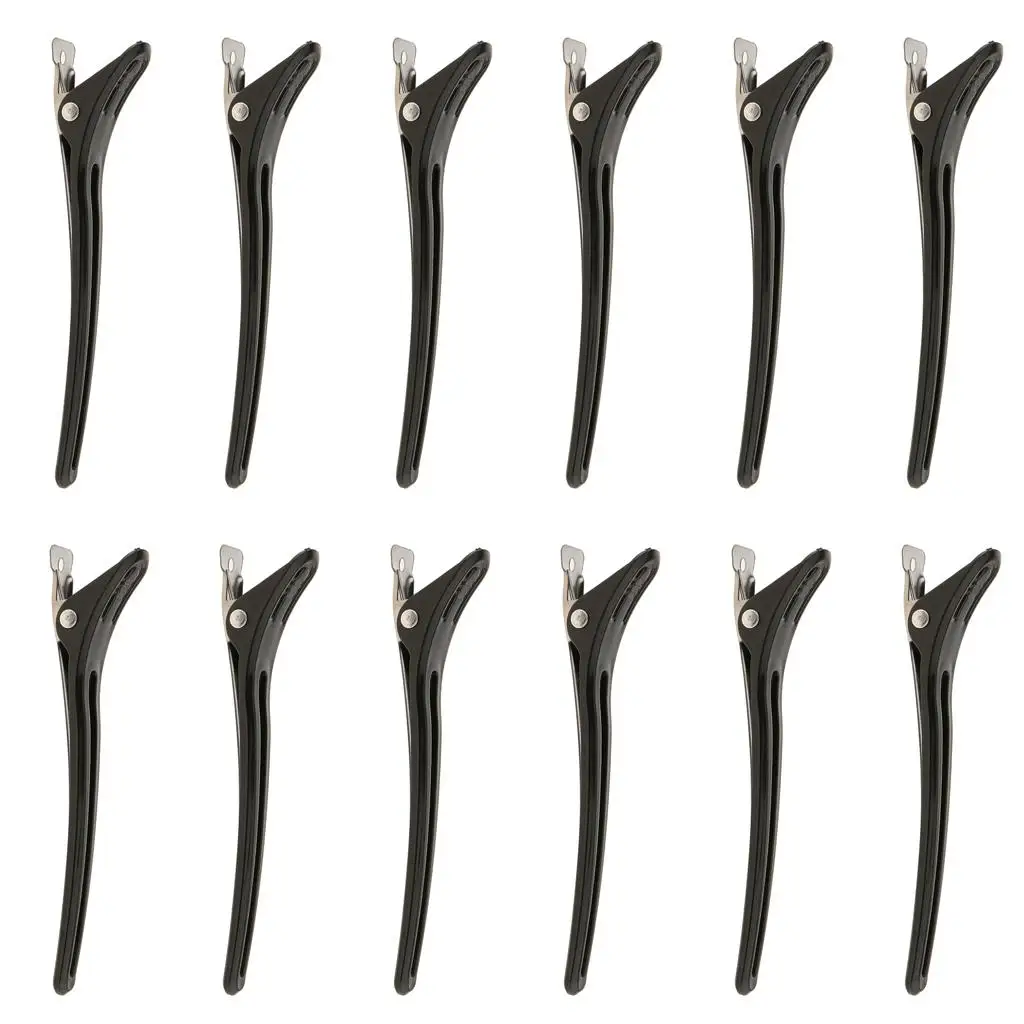 12Pack Hairdressing Hair Clips Salon Barber Section Hair Styling Hairpins Black