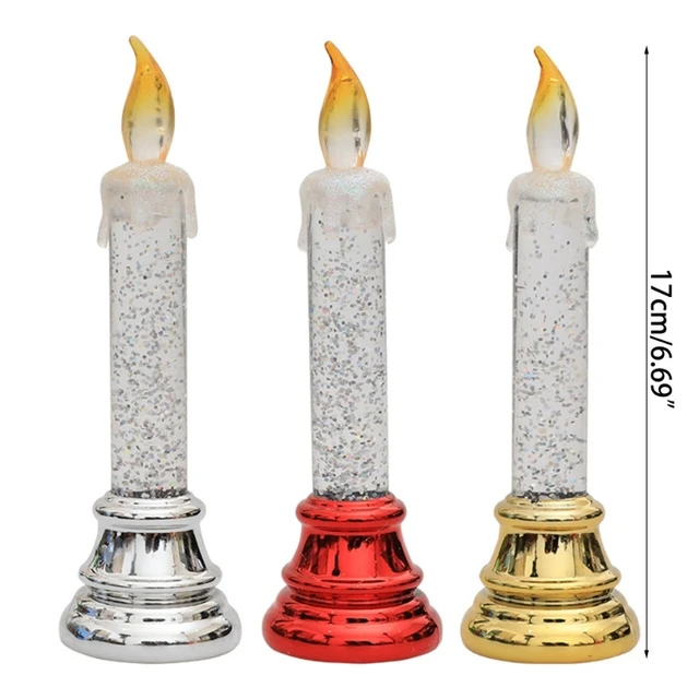 Bougies de noël à LED, lumières décoratives artisanales, scintillantes,  colorées, fantaisie, en cristal, veilleuse pour fête de noël à la maison -  AliExpress