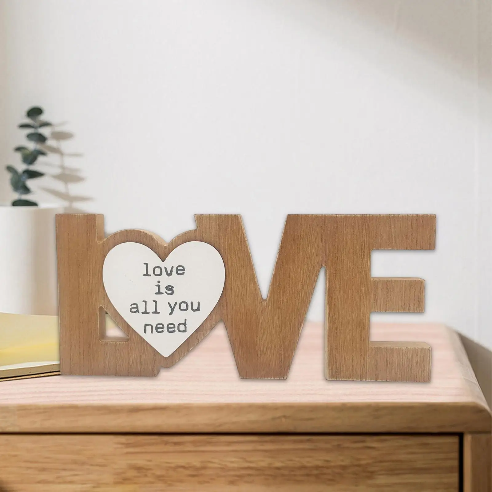 Rustic Wooden Love Words Decorative Sign Freestanding Photo Props Engagement Decor
