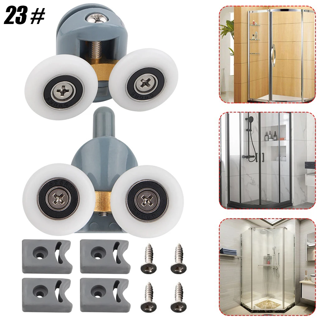 2x shower door rollers  top bottom round wheels rail sliding door
