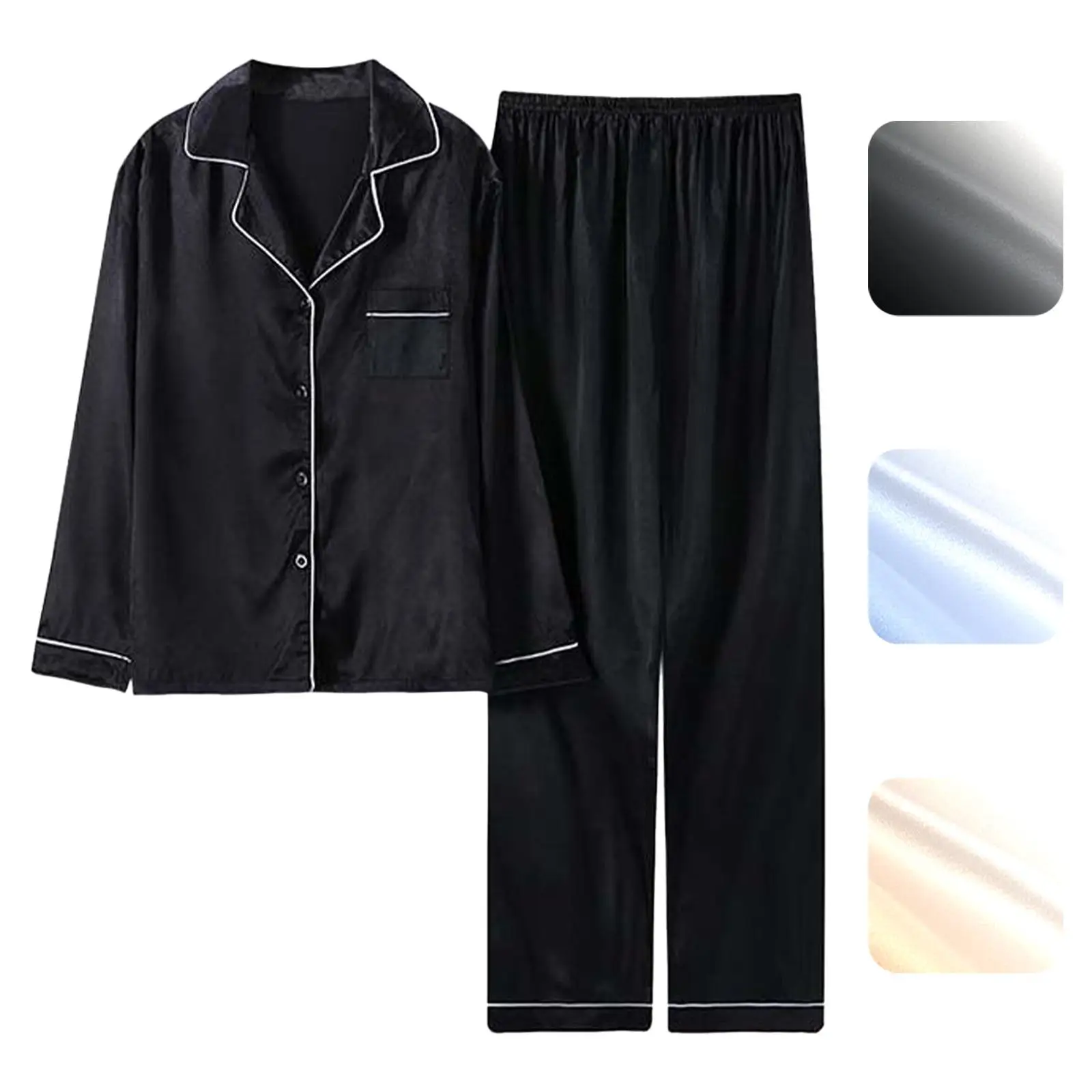 Men Sleepwear Pajamas Set,  Breathable Classic Full Length Sleeve Turn Down Collar Fashion Casual  Clothes for Gift Father