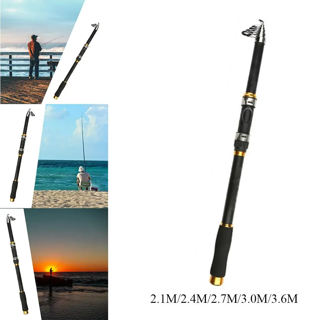 Retractable Portable Super Hard Fishing Rod 2.1m/2.4m/2.7m/3.0m/3.6m Large Fish Rod Outdoor Telescopic Sea Fishing Pole