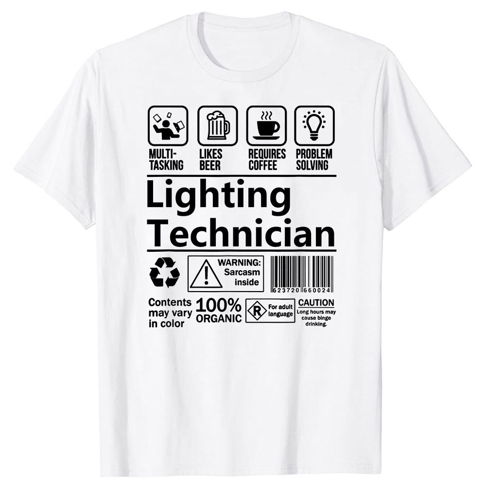Lustige Beleuchtung Techniker Multitasking T Shirts Grafik Baumwolle Streetwear Kurzarm Geburtstag Geschenke Sommer Bier Kaffee T-shirt – Detail 3