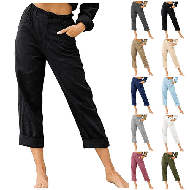 Pantalon de Travail à Élastique Femme en Lin