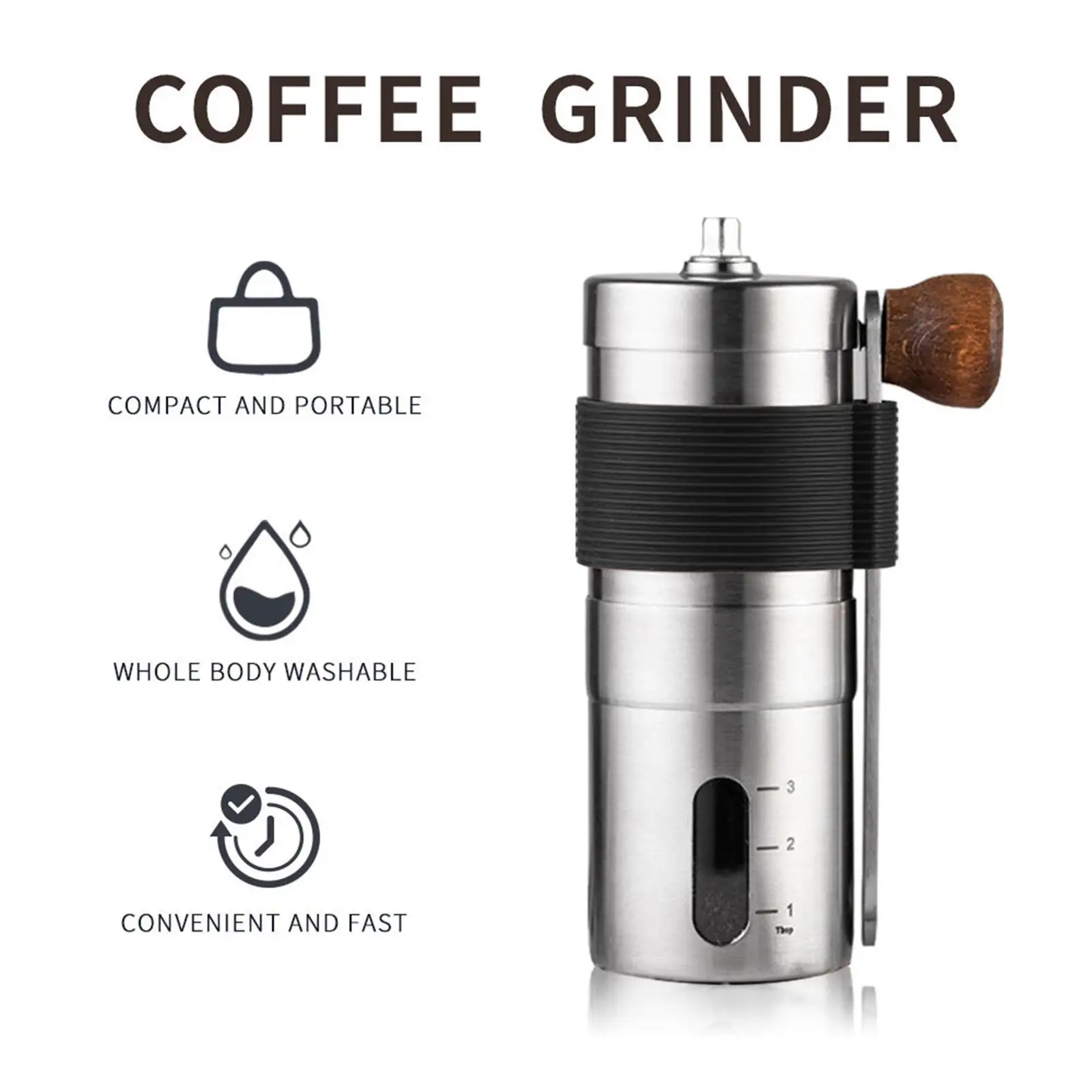 Manual Coffee Grinder Stainless Steel Ceramic Burr Hand Crank Grinder