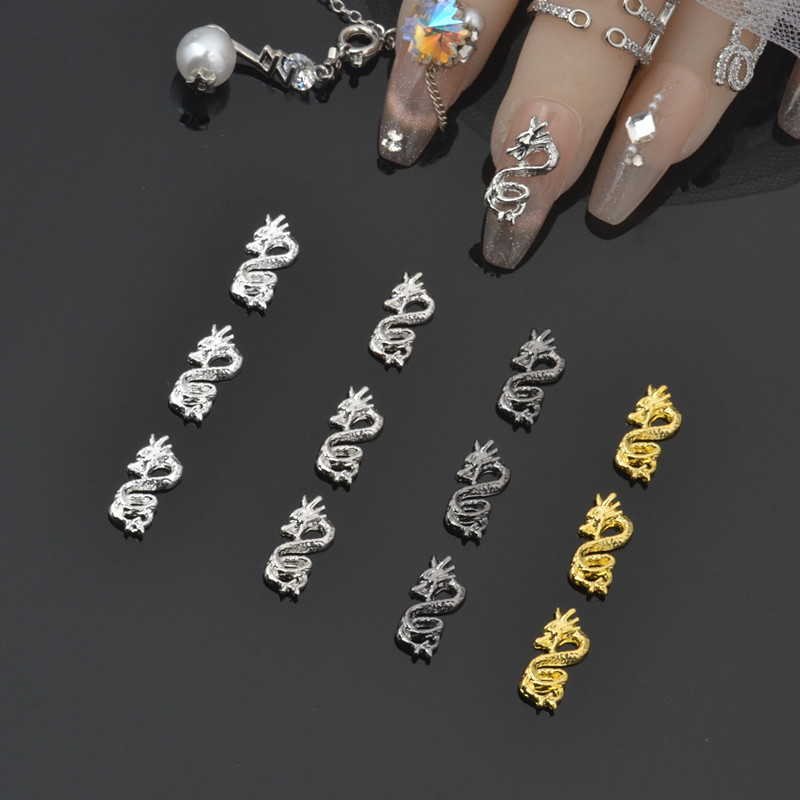 20 Stück Nail Art Legierung Charms Drachen geformt 4 Farben Nagel Metall Zubehör Punk Nagel Maniküre Metall 3D Aufkleber DIY Schmuck – Detail 3