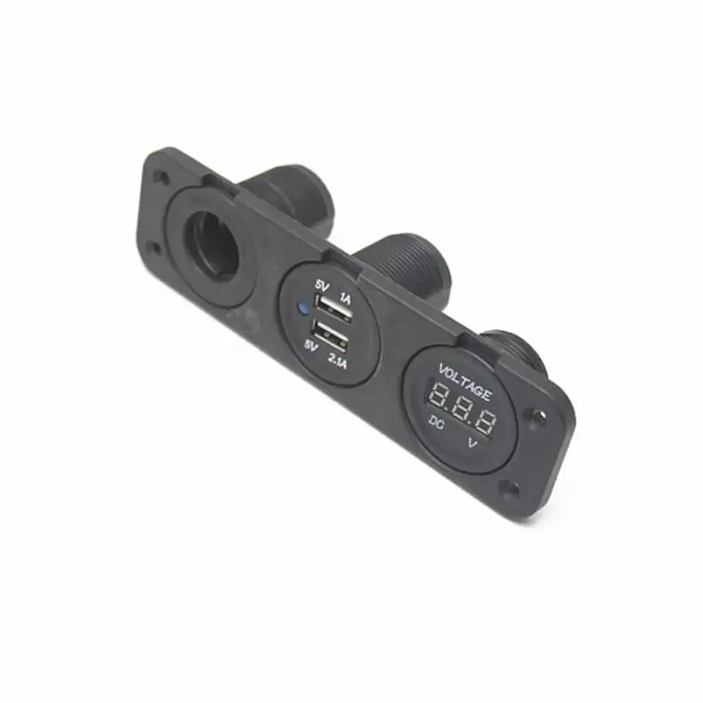 Car Cigarette Lighter Socket 12V Dual USB Adapter Charger  Voltmeter