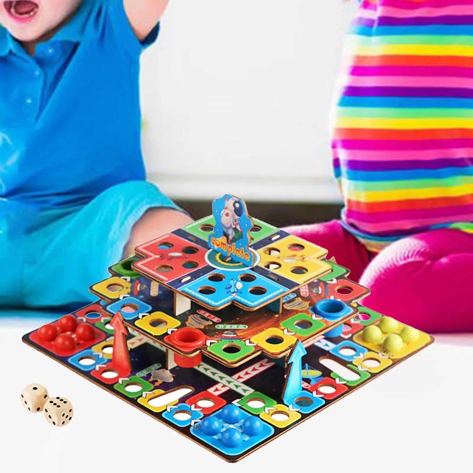 Wooden Ludo Board Game Educational Chinese Checkers Portable Parent Child Interaction Strategy Toy for Family Kids Toddlers
