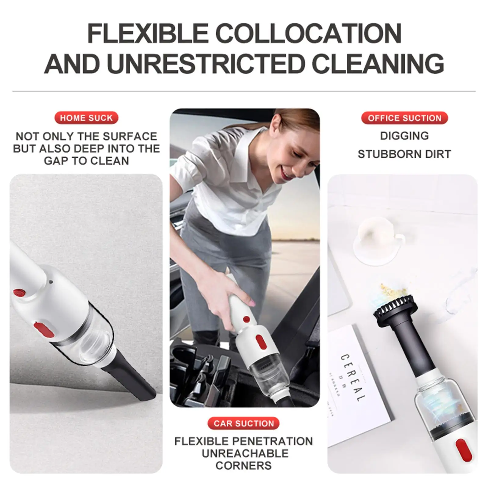 Portable  Vacuum Cleaner Rechargeable  Powerful Suction Hoover Type-  Hair Cleaning Car Interior Office