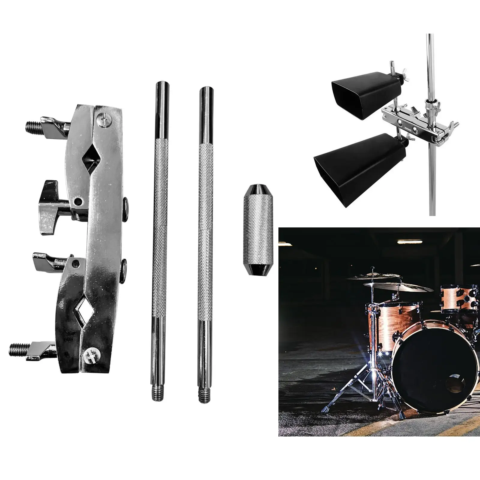 Drum Cowbell Mounting Percussion Bracket Cowbell Clamp Mount for Drums Accessory